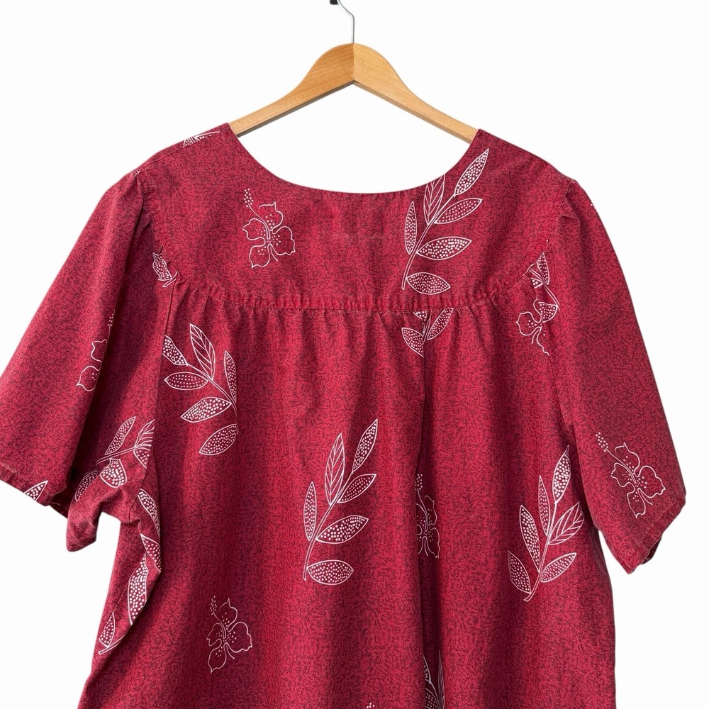 Anthony Richards Women's Red Floral Hawaiian MuuMuu House Dress Pockets 3XL Plus - Picture 5 of 13